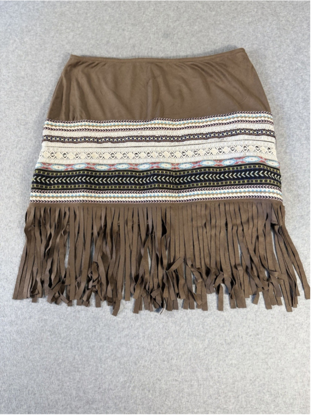 Scully Honey Creek HC249 Faux Suede Fringe Skirt Western Boho Women’s L Brown